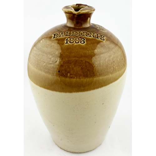 378 - 1883 BALBIRNIE IMPRESSED FLAGON. 12ins tall. Rear handle, Buchan p.m.