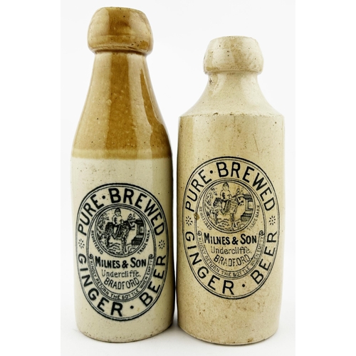 382 - BRADFORD GINGER BEER DUO. Tallest 8ins. MILNES & SON. Minor damage. (2)