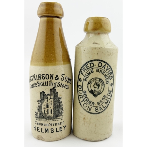 400 - GINGER BEER DUO. Tallest 8ins. HELMSLEY & BURTON SALMON. Rear p.m. Damages. (2)