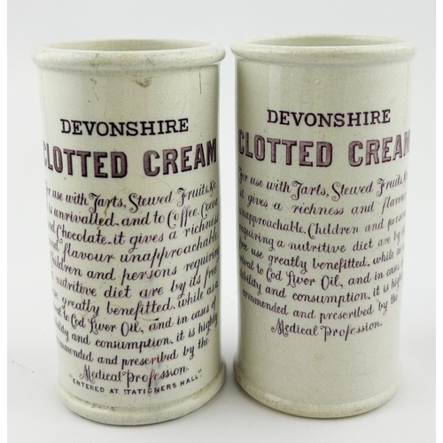 424 - HORNERS CYLINDER CREAMS DUO. Tallest 5ins. Purple transfer to both sides. Hairline. (2)