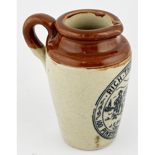 48 - SHEFFIELD CREAM POT. 4ins tall. Maid & cow pict to centre, rear handle. Port Dundas base p.m.