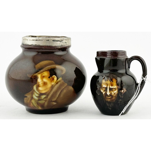 49 - ROYAL DOULTON KINGSWARE MINIATURE DUO. Tallest 2ins. DICKENS jug, face pict to front, side handle, r... 