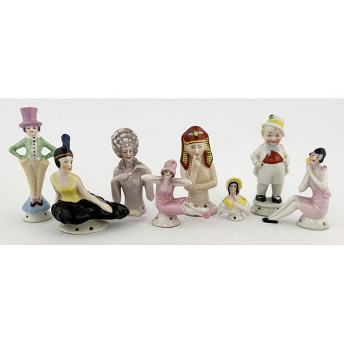 8 - PINCUSHION DOLL GROUP. Tallest 3ins. Various designs Inc. Egyptian, ring master, baby plus other lad... 