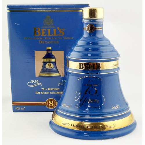 85 - BELLS BOXED DECANETR. 8ins tall. Boxed & with contents.