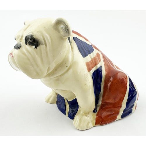 456 - ROYAL DOULTON RIO DE JANEIRO BULLDOG FIGURE. 4ins tall. Union jack coat. Base p.m. plus W MITCHELL/ ... 