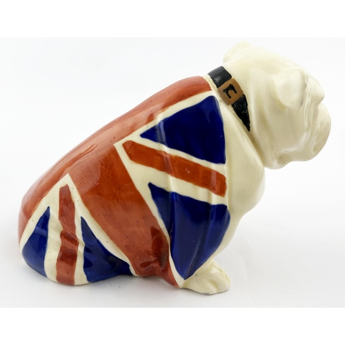 456 - ROYAL DOULTON RIO DE JANEIRO BULLDOG FIGURE. 4ins tall. Union jack coat. Base p.m. plus W MITCHELL/ ... 