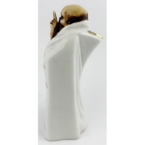 472 - REAPER FIGURAL POISON BOTTLE. (DP p21) 6.9ins tall. Skeleton pointing finger upward with gold impres... 