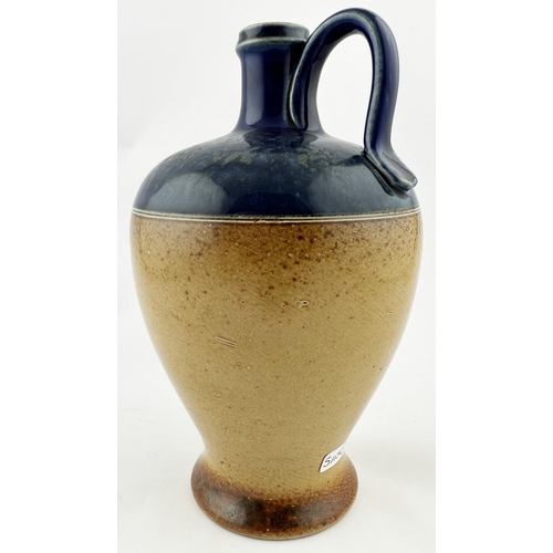 482 - KING GEORGE IV SCOTCH WHISKY JUG. (WG p63). 7.5ins tall. Dark blue top & rear handle, lower mid brow... 