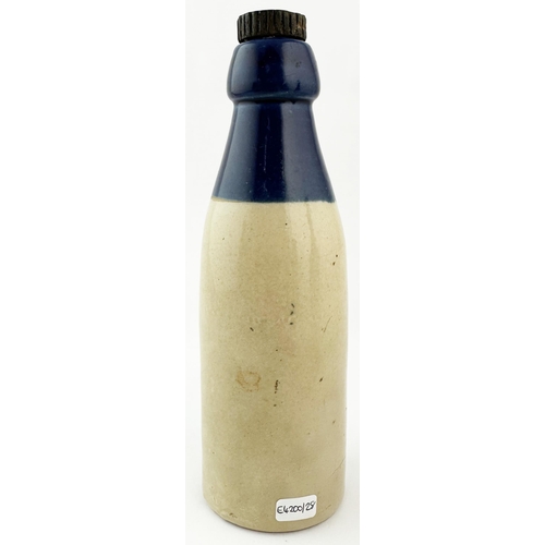 508 - BOWEN & SON MORRISTON & ABERDARE GINGER BEER BOTTLE. 8.4ins tall, ch., deep blue top, screw lip (imp... 