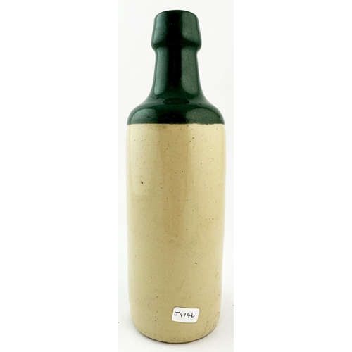 511 - JOHN MACKAY GLASGOW COLOURED TOP GINGER BEER BOTTLE. 8.8ins tall, taller than std, screw lip, dark g... 