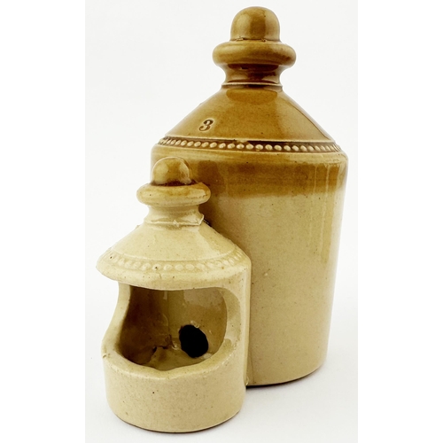 515 - DOULTON LAMBETH MINIATURE BIRD FEEDER. 3.75ins tall. Tan top, number 3 impressed to shoulder of larg... 