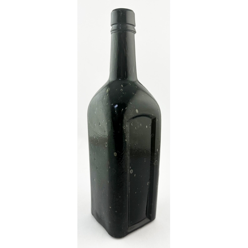 526 - HANDYSIDES BLOOD PURIFIER BOTTLE. 10.7ins tall. Heavy black glass, strongly embossed in front inset ... 