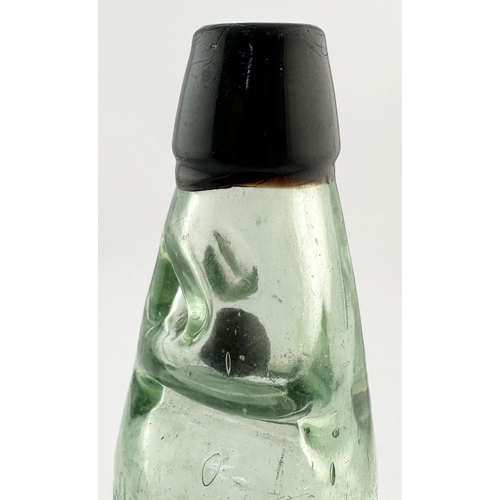 542 - MILLS BERMONDSEY COLOURED LIP & MARBLE CODD BOTTLE. 9.2ins tall. Standard 10oz size aqua codd featur... 