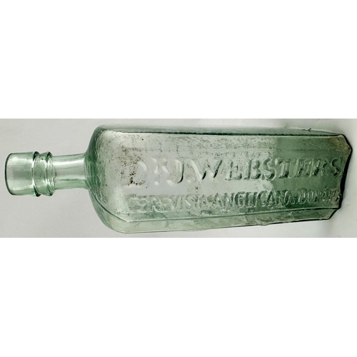 581 - DR WEBSTERS EARLY PATENT MEDICINE BOTTLE. 7.3ins tall. A lightly smokey green tinged aqua glass feat... 