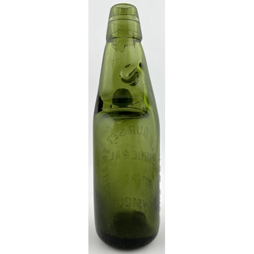 618 - WEYMOUTH COLOURED CODD BOTTLE. 8.9ins tall. 10oz standard codd in a delightful mid green glass. Heav... 