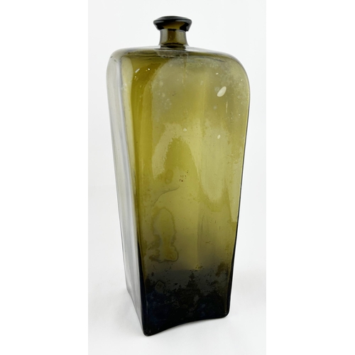 637 - LARGE FREEBLOWN GIN BOTTLE. 14ins tall. An absolutely superb, undamaged, free blown square bodied, d... 