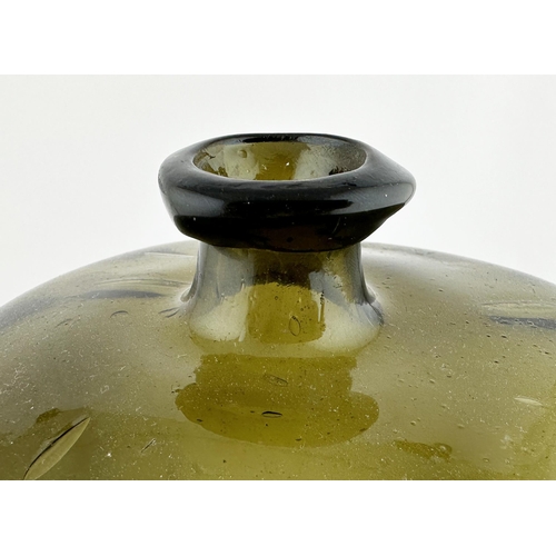 637 - LARGE FREEBLOWN GIN BOTTLE. 14ins tall. An absolutely superb, undamaged, free blown square bodied, d... 