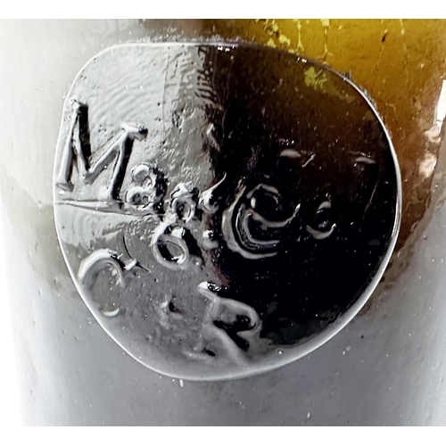 639 - MAGDALENE COLLEGE SEALED CYLINDER. 8.75ins tall - a rare split size? Black/ dark green glass, double... 