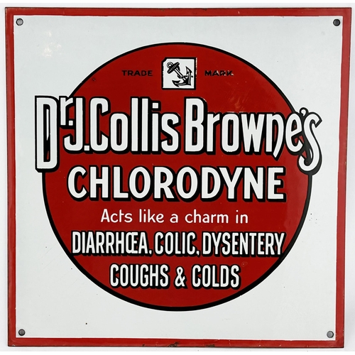 101 - DR COLLIS BROWNES ENAMEL SIGN. 14 x 14ins. Striking colours/ design. Very minute edge rust but overa... 