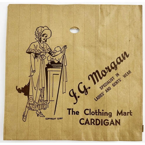 15 - CARDIGAN CLOTHING MARKET ORIGINAL PAPER BAGS. Approx 8.1ins square. Printed brown paper bags, rear s... 