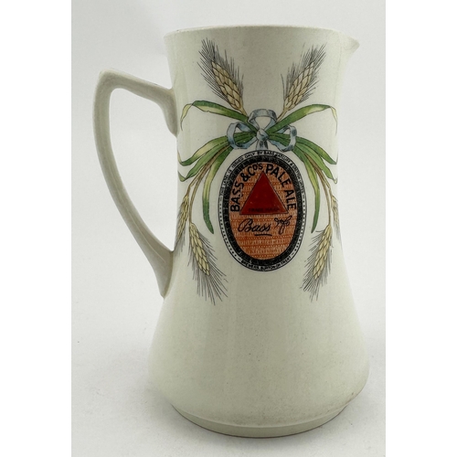 29 - BASS & CO PALE ALE PUB JUG. 6ins tall. Multi coloured both sides with hops, & facsimile beer label. ... 