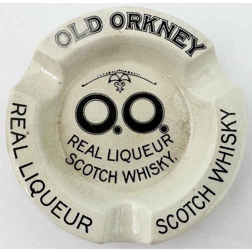 48 - OLD ORKNEY ASHTRAY. 4.75ins diam. Black transfer. Crazing & some fading.