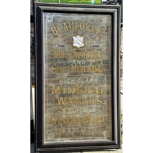 52 - BEAUFOY & CO ADVERTISING MIRROR. Large outer frame measures 36 x 61ins. Lettering & decorative outer... 