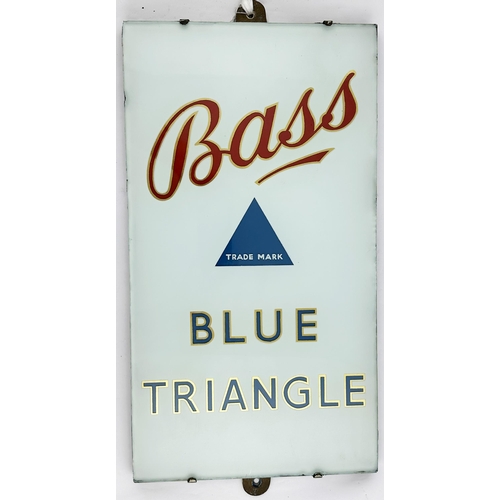 57 - BASS BLUE TRIANGLE SLATE SIGN. 20 x 11ins. Red & blue lettering, gold outer, the more unusual blue b... 