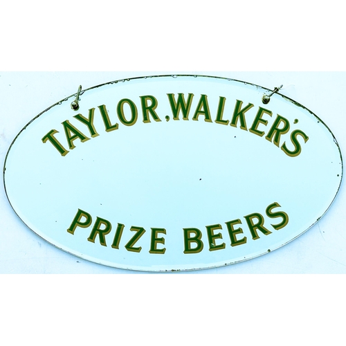 60 - TAYLOR WALKERS PRIZE BEERS MIRROR PLUS BEER PLAQUE. Largest 22 x 13ins. Green lettering with gold ou... 