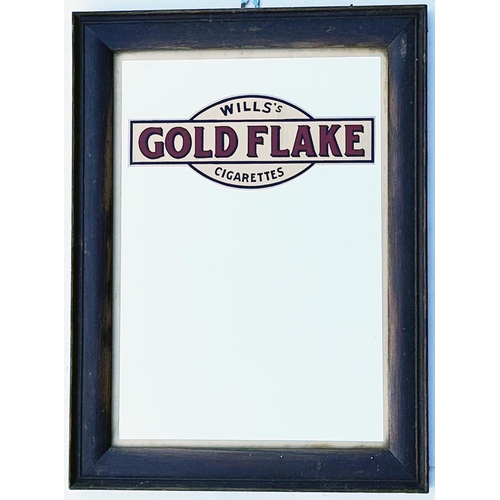 62 - WILLS GOLD FLAKE CIGARETTES FRAMED MIRROR. 12 x 16ins. Outer gold band, top central lettering. Frame... 