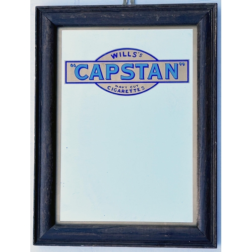 63 - WILLS CAPSTAN NAVY CUT CIGARETTES FRAMED MIRROR. 12 x 16ins. Outer gold band, top central lettering.... 