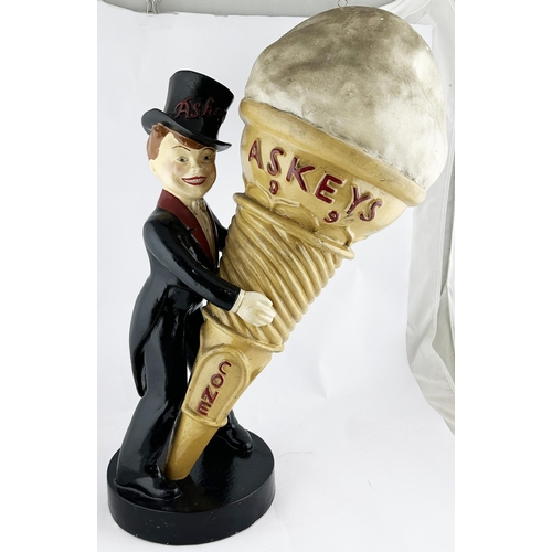 82 - ASKEYS ICE CREAM POINT OF SALE SHOP ADVERTISING FIGURE. 26.2ins tall. Painted papier mache. Suited m... 