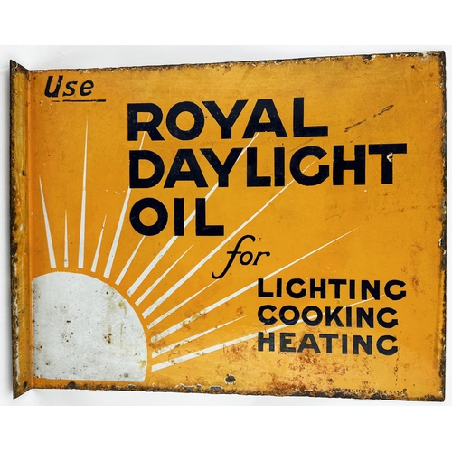 87 - ROYAL DAYLIGHT OIL ENAMEL SIGN. Double sided sign with side hanging panel. Visible wear, best side s... 