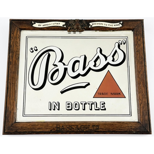 141 - BASS IN BOTTLE MIRROR. Wooden frame 11.6 x 9.5ins. Another super small size mirror, this bearing the... 