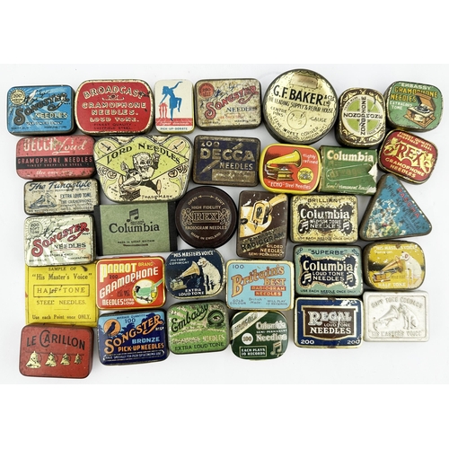 149 - . NEEDLES TINS GROUP. Largest 2.75 x 1.75ins. Various brands Inc. Echo, Songster, His masters voice,... 