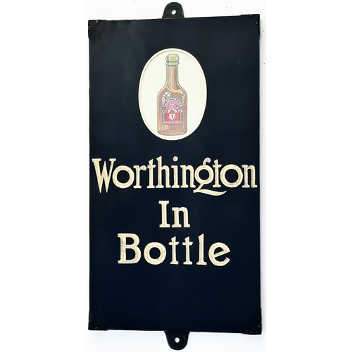 170 - WORTHINGTON IN BOTTLE GLASS ON SLATE PUB SIGN. 20 x 11. Bold gold letters on black background, bottl... 