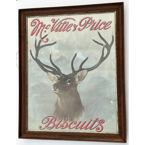 171 - MC VITIE & PRICE BISCUITS. 27 x 33.5ins to outer frame. Large stag pictorial to centre. Original fra... 