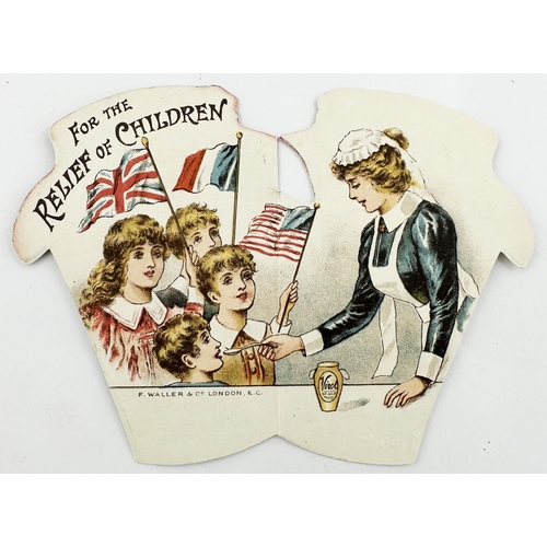 181 - VIROL DIE CUT JAR EPHEMERA. 3.5 x 4.75ins. 1914 fold out, double sided, multicoloured with great ima... 