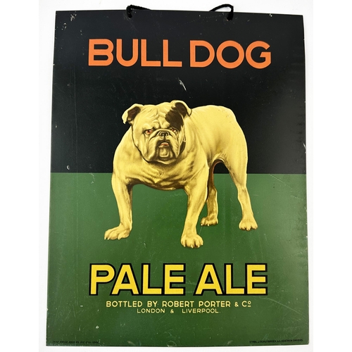 192 - BULL DOG PALE ALE TIN SIGN. 9 x 12ins. Powerful bull dog image to centre. Bottm line records Bottled... 