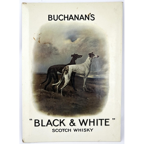 206 - BUCHANANS BLACK & WHITE SCOTCH WHISKY LAMINATED STAND UP SHOWCARD. 10 x 14ins. Unusual large size ad... 