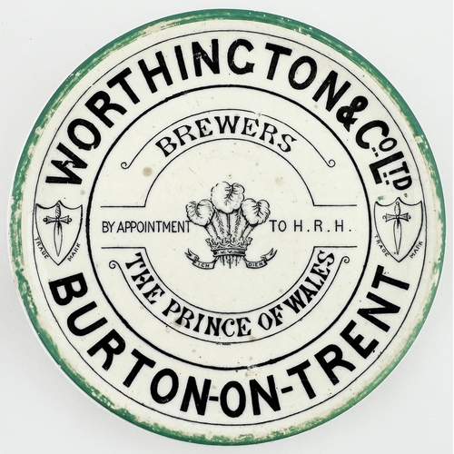 211 - WORTHINGTON & CO LTD BURTON ON TRENT BEER COASTER. 5.6ins diam. Prince of Wales central image, dagge... 