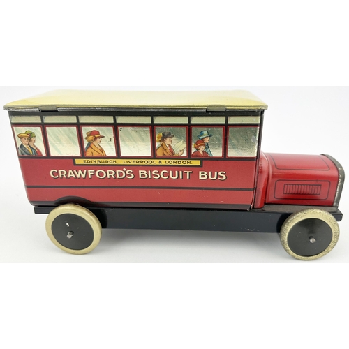 234 - CRAWFORDS BISCUIT BUS TIN. 9.8 x 4 x 5ins. Spectacular condition single decker biscuit bus featuring... 