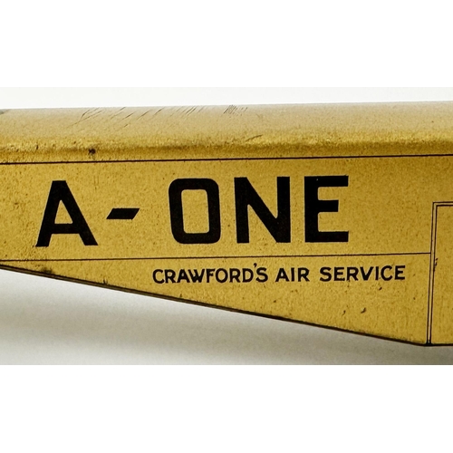 238 - CRAWFORDS AIR SERVICE BI PLANE. 15.6 x 14 x 3.3ins. Large gold coloured bi plane, wings fold in over... 