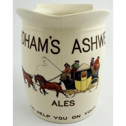 256 - FORDHAMS ASHWELL ALES. 4.9ins tall. Large multi coloured stagecoach pict. with passengers & letterin... 