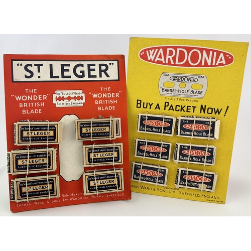 270 - ST LEGER & WARDONIA MOUNTED RAZOR BLADE SHOP CARDS. 6 x 8.7ins. Each carries 6 mounted packs of blad... 