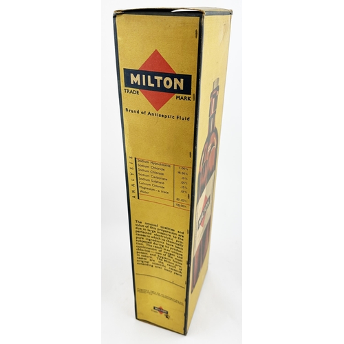 281 - LARGE SHOP DUMMY DISPLAY MILTON BOX. 20ins tall, base 6.5 x 3.9ins. Large printed box, full bottle i... 