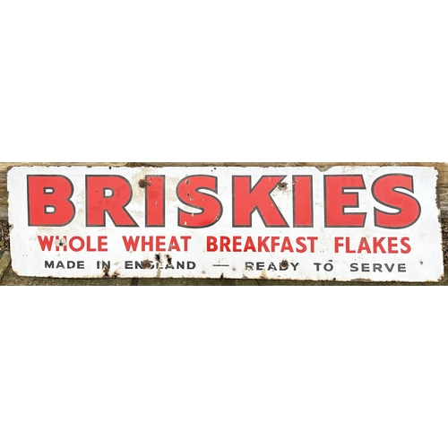 284 - BRISKIES WHOLE WHEAT BREAKFAST FLAKES ENAMEL SIGN. 72 x 19ins. An untouched large size sign - click ... 