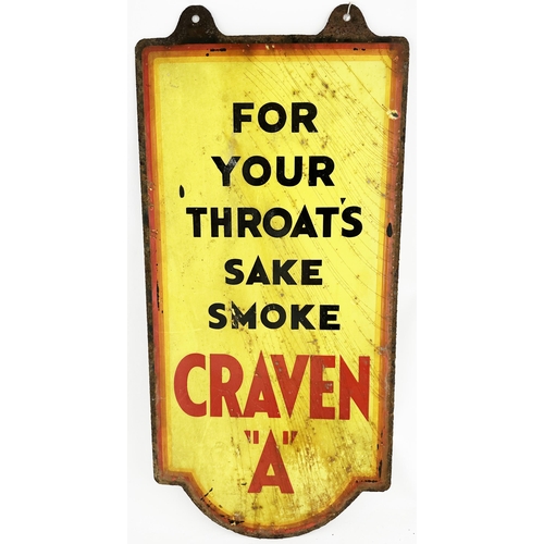 290 - CRAVEN A CUT OUT ENAMEL SIGN. 11 x 23.4ins. Familiar letters & colours for CRAVEN A but a very rare ... 