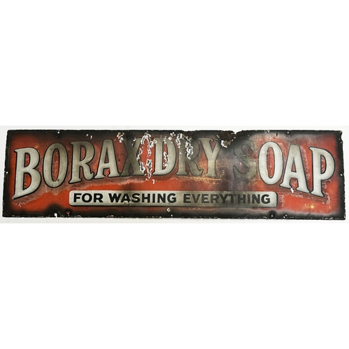 296 - BORAX DRY SOAP ENAMEL SIGN. 32.3 x 8.6ins. A particularly rare, relatively small size, enamel - unto... 