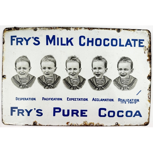301 - FRYS MILK CHOCOLATE FIVE BOYS ENAMEL SIGN. 11.6 x 17.6ins. An all time classic. Extremely rare - so ... 